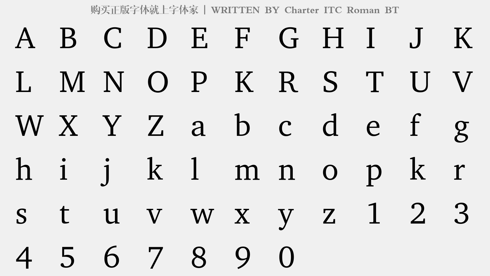 Charter ITC Roman BT - 大写字母/小写字母/数字