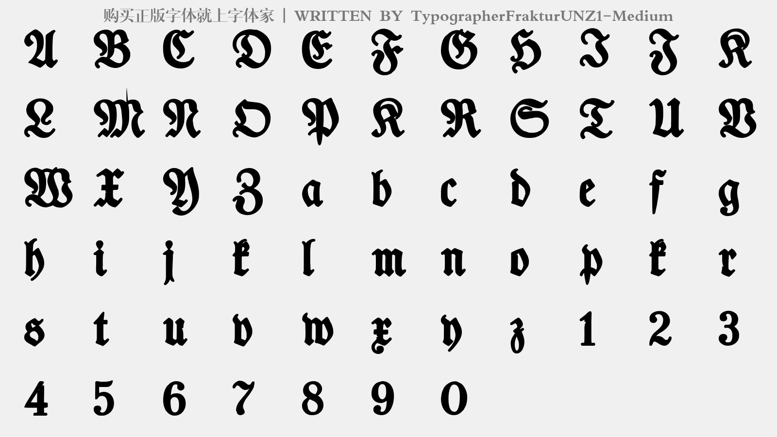TypographerFrakturUNZ1-Medium - 大写字母/小写字母/数字