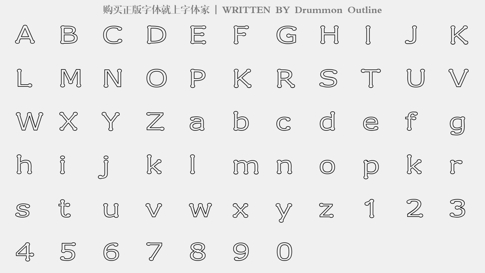 Drummon Outline - 大写字母/小写字母/数字