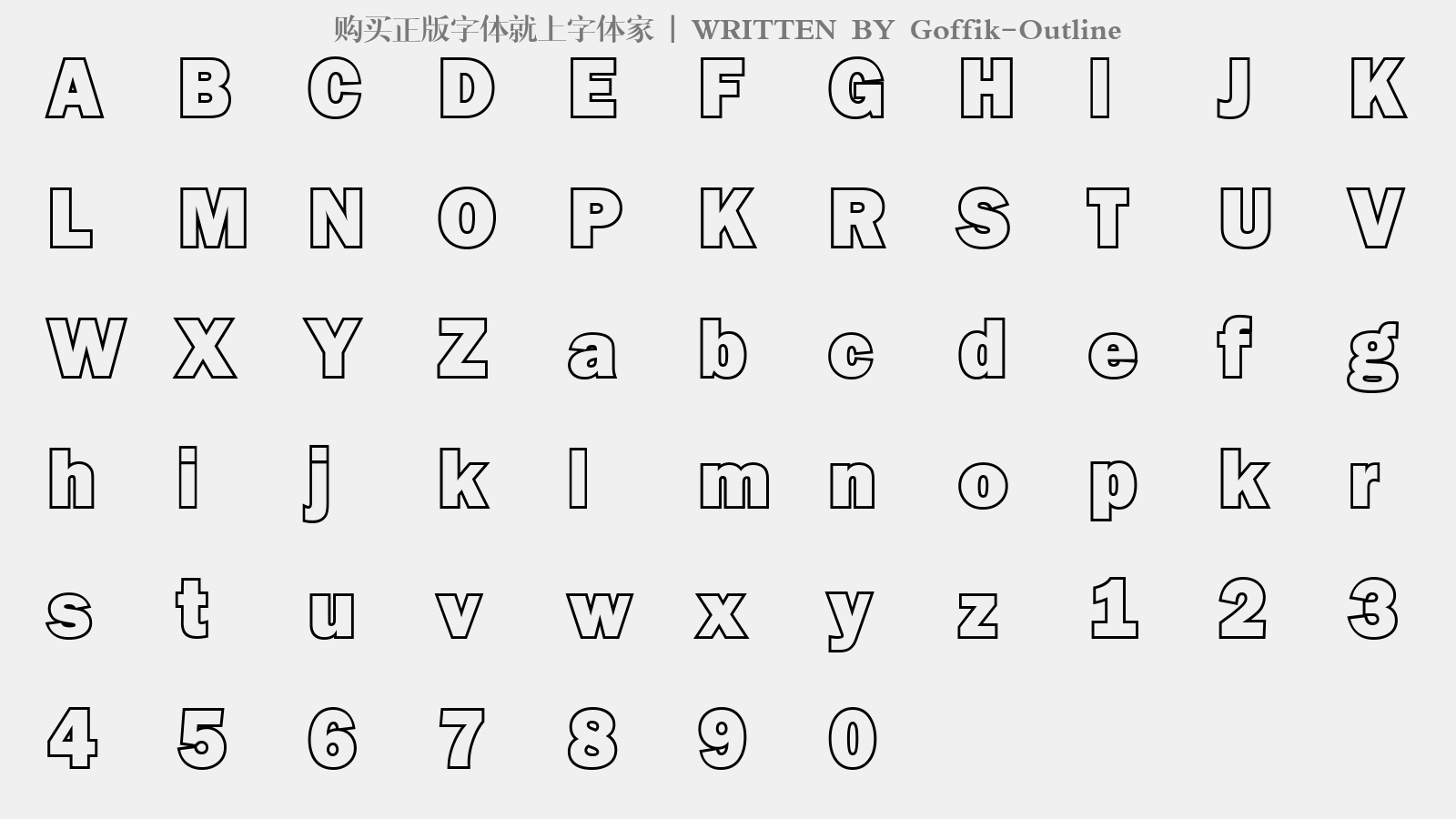 Goffik-Outline - 大写字母/小写字母/数字
