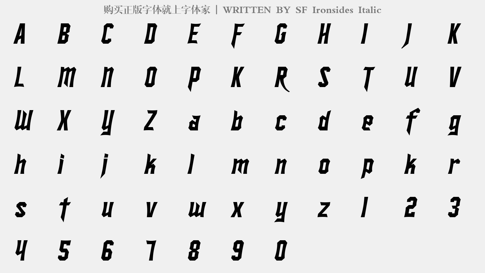 SF Ironsides Italic - 大写字母/小写字母/数字