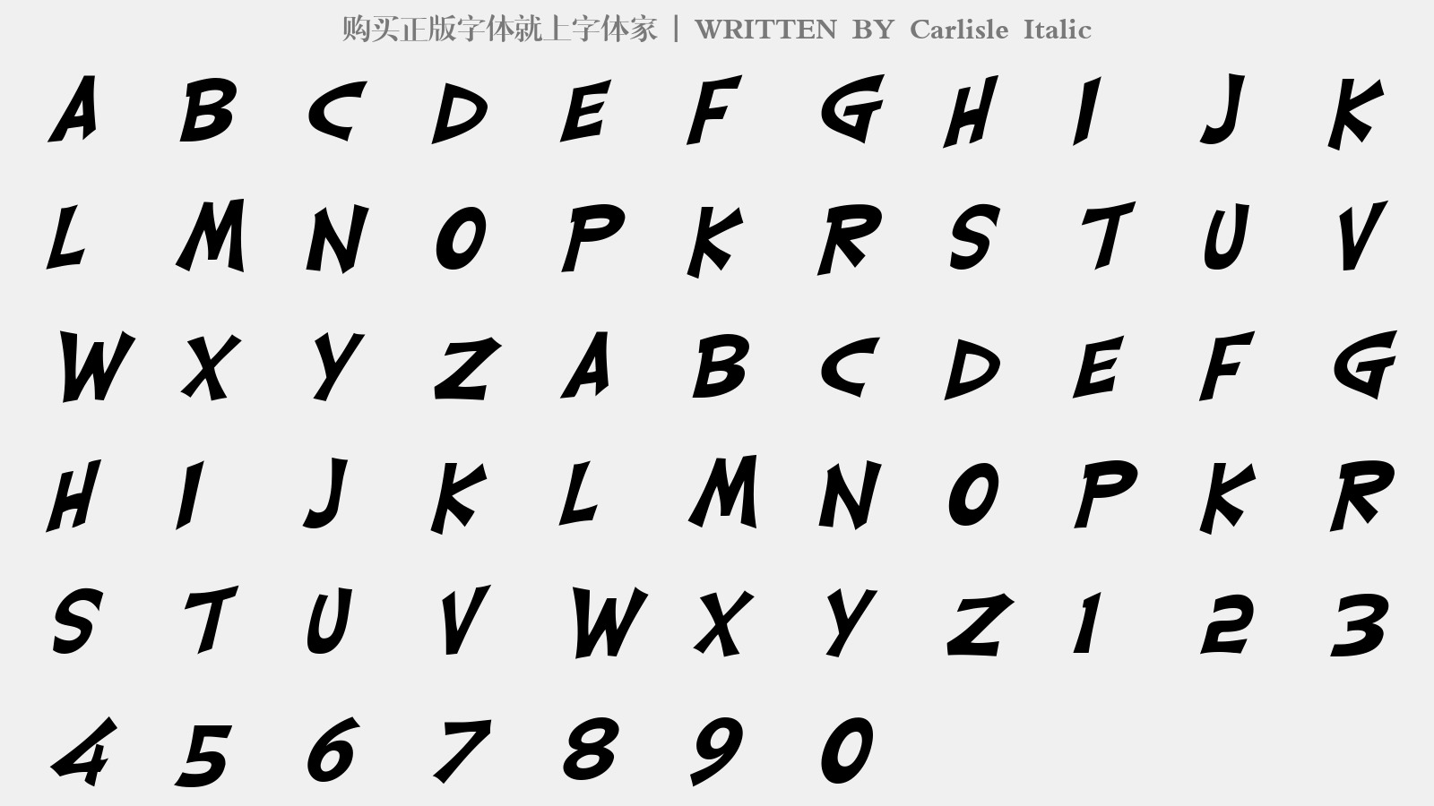 Carlisle Italic - 大写字母/小写字母/数字