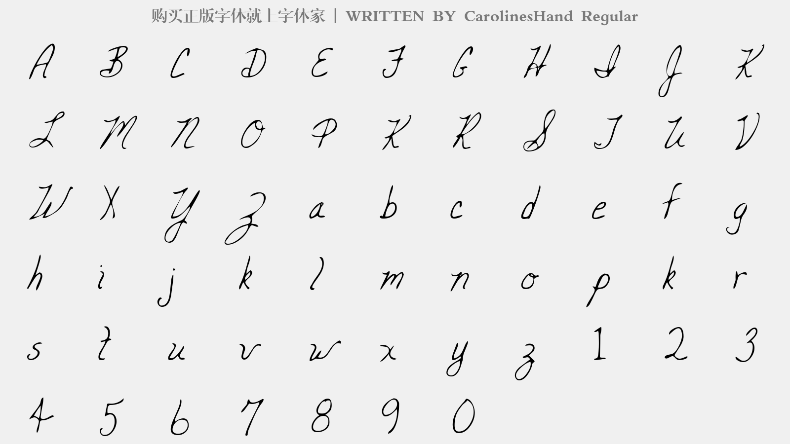 CarolinesHand Regular - 大写字母/小写字母/数字