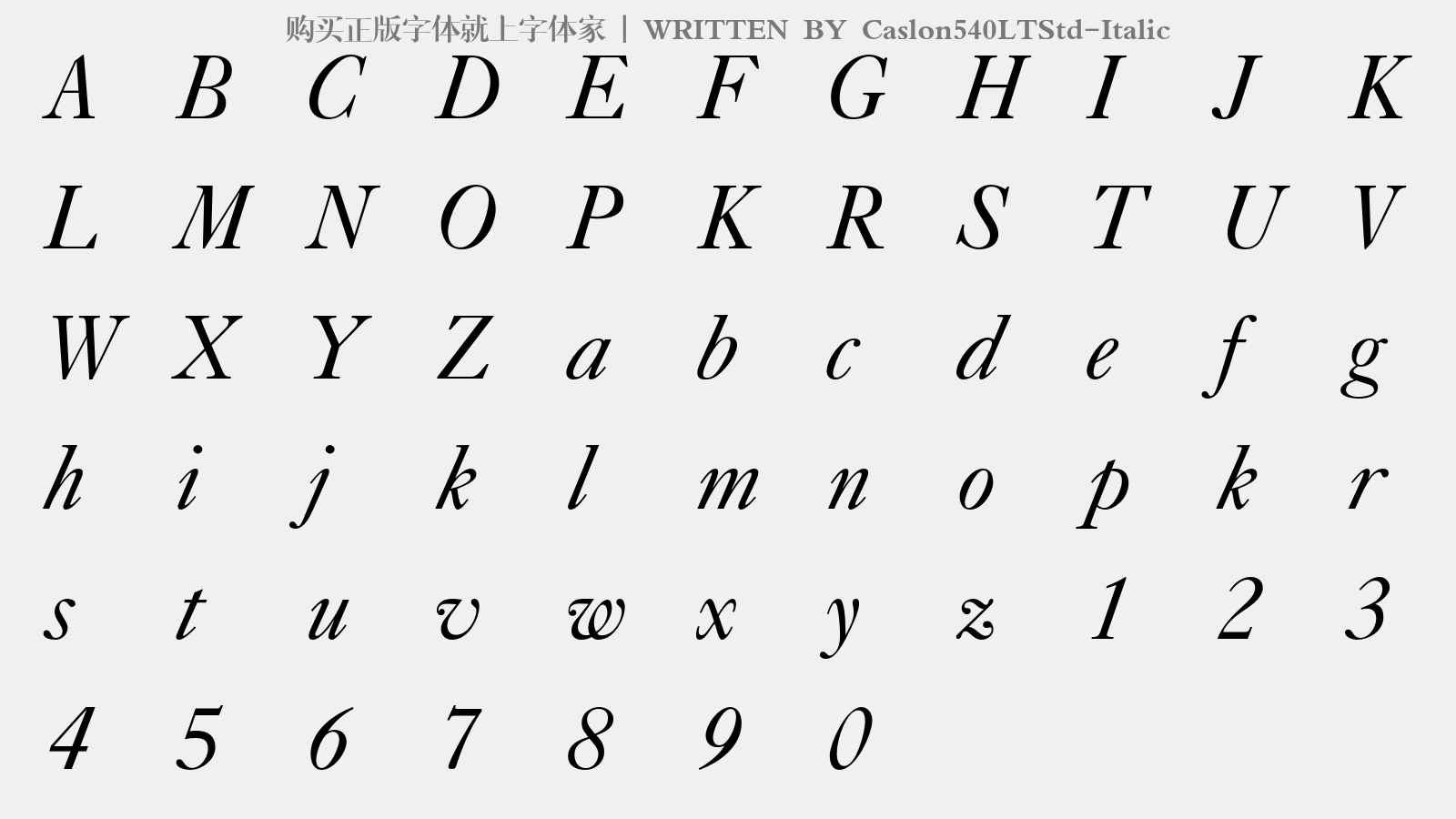 Caslon540LTStd-Italic - 大写字母/小写字母/数字