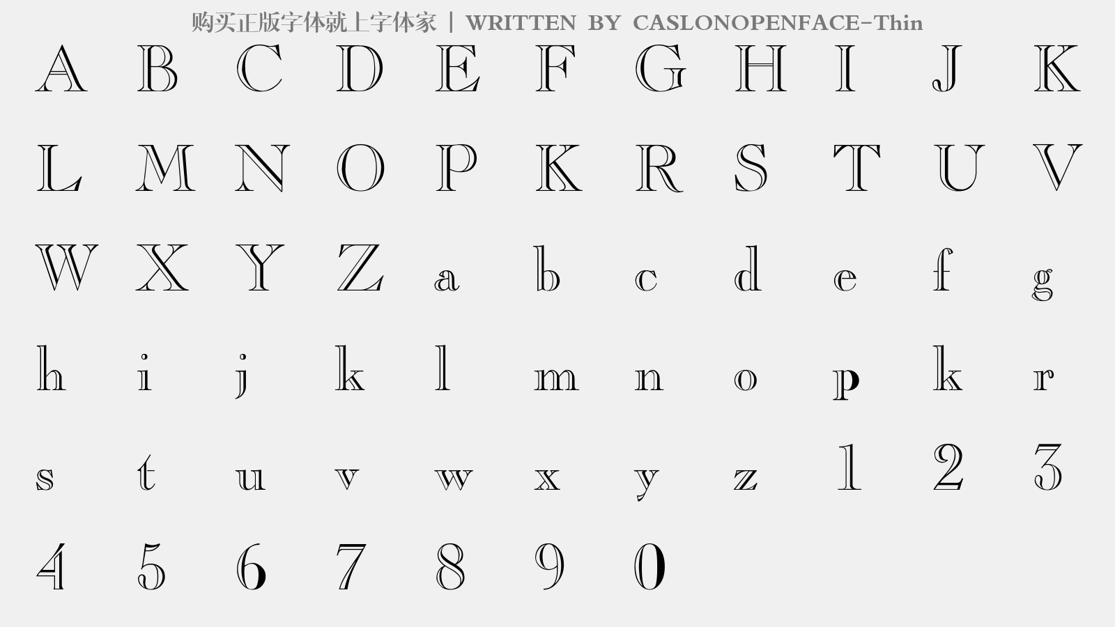 CASLONOPENFACE-Thin - 大写字母/小写字母/数字