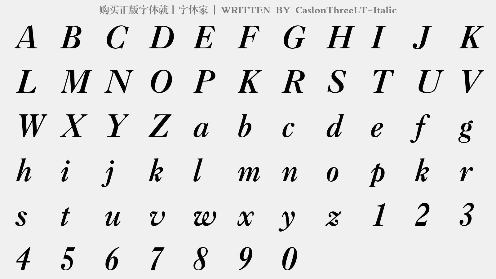 CaslonThreeLT-Italic - 大写字母/小写字母/数字