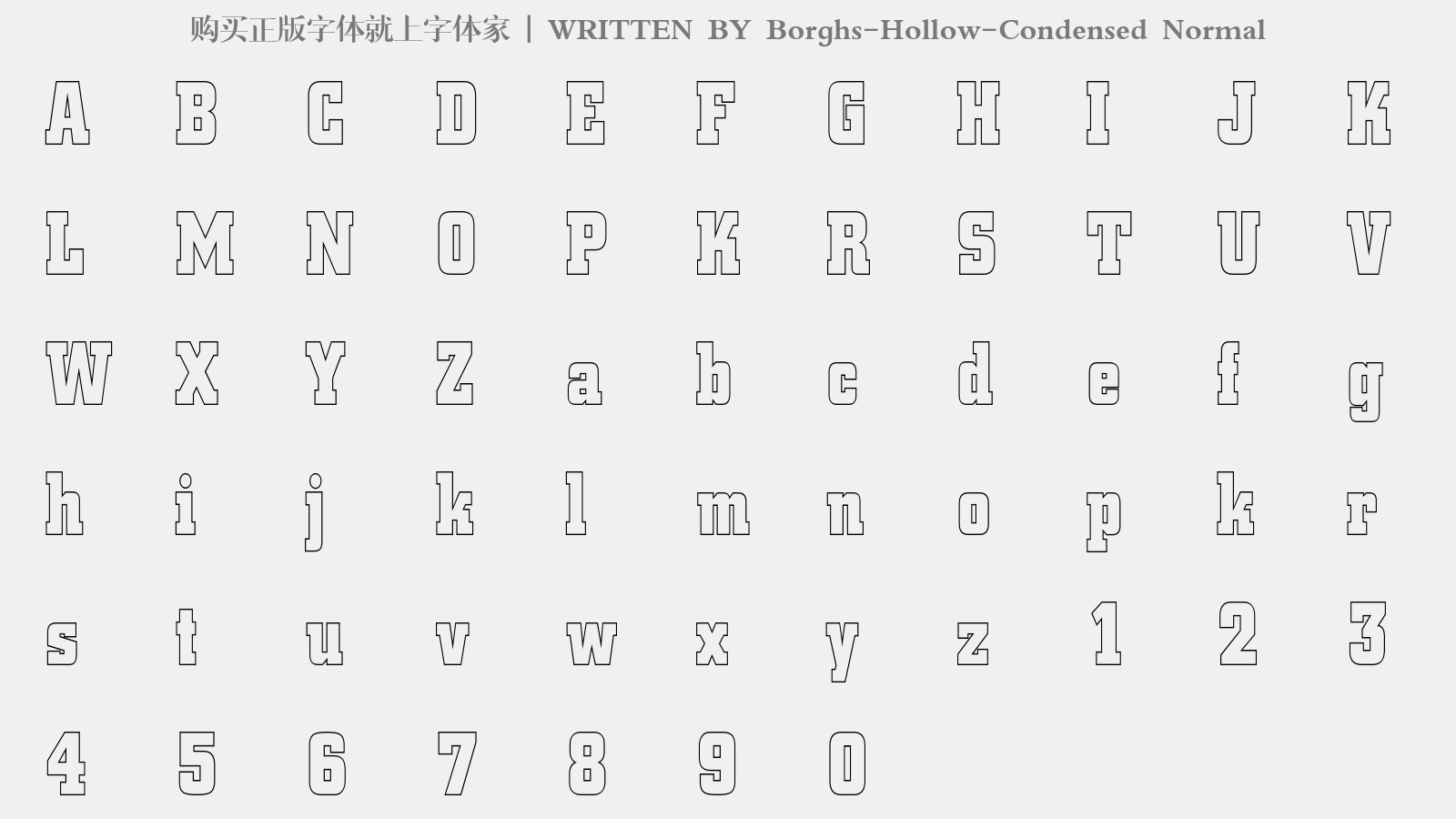 Borghs-Hollow-Condensed Normal - 大写字母/小写字母/数字