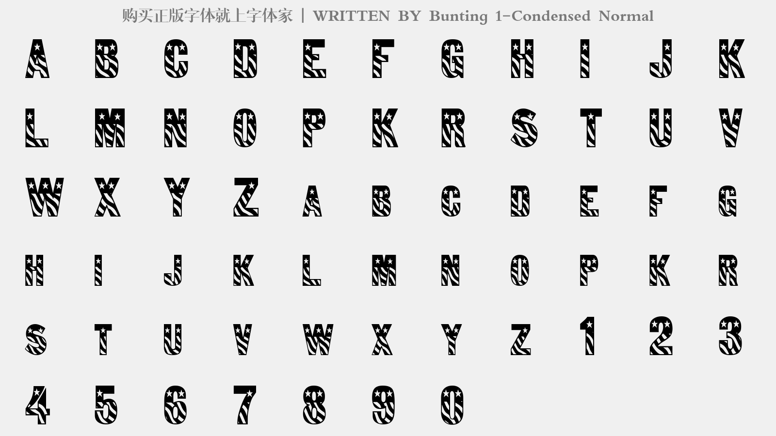 Bunting 1-Condensed Normal - 大写字母/小写字母/数字