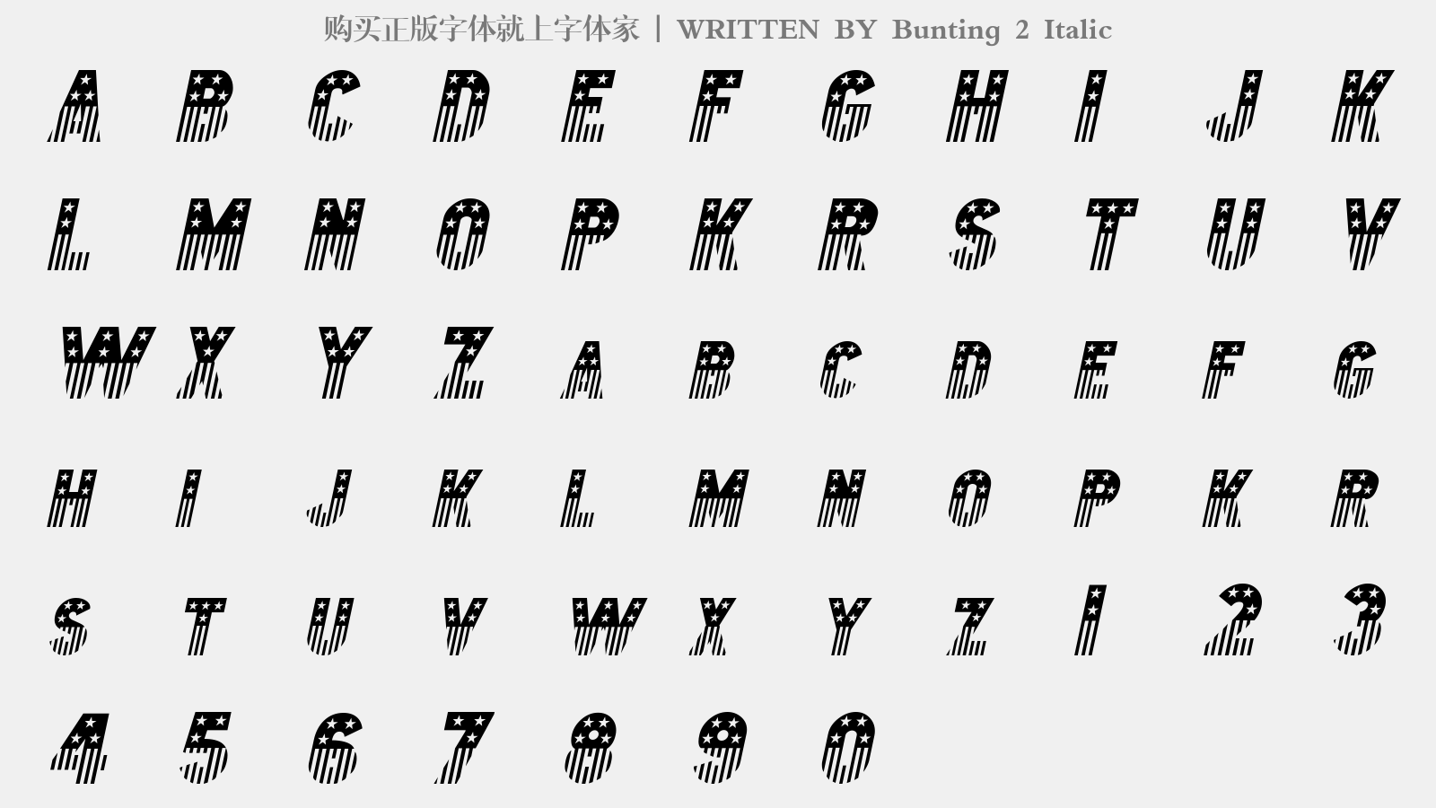 Bunting 2 Italic - 大写字母/小写字母/数字