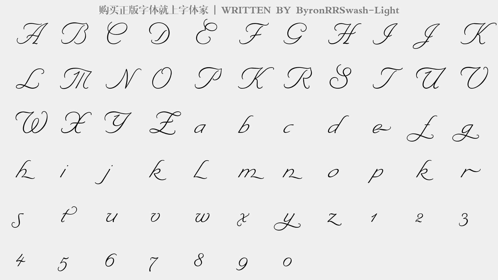ByronRRSwash-Light - 大写字母/小写字母/数字