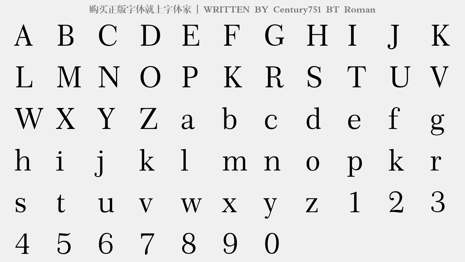 Century751 BT Roman - 大写字母/小写字母/数字