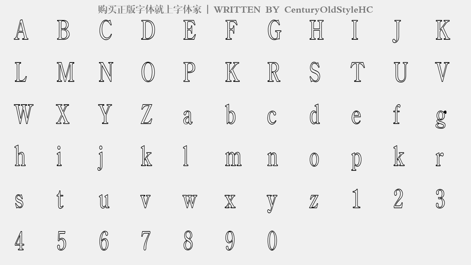 CenturyOldStyleHC - 大写字母/小写字母/数字