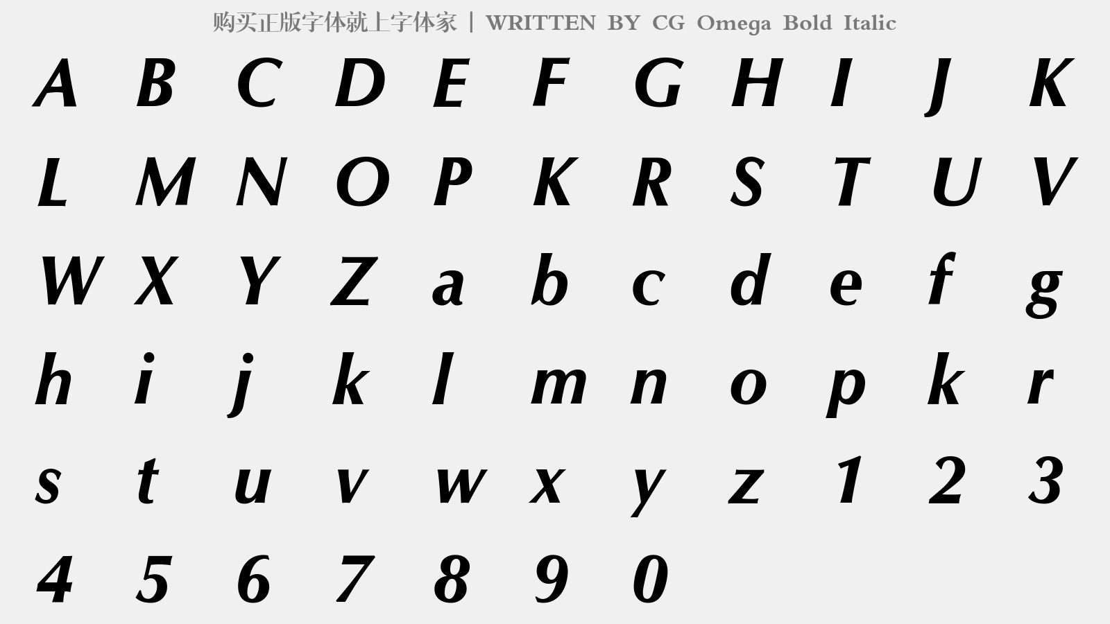 CG Omega Bold Italic - 大写字母/小写字母/数字