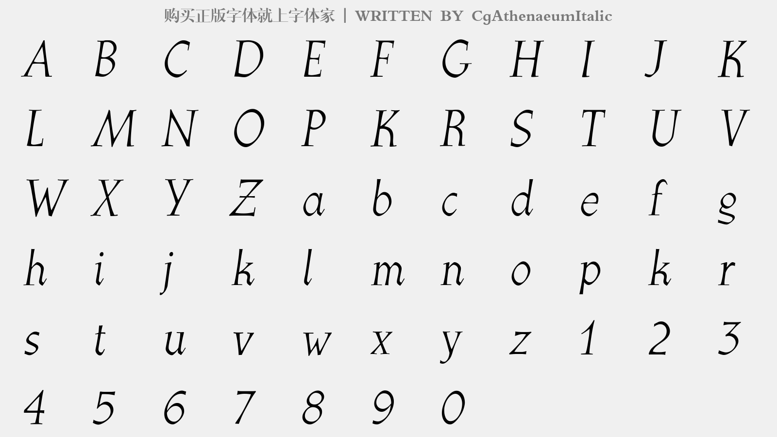 CgAthenaeumItalic - 大写字母/小写字母/数字