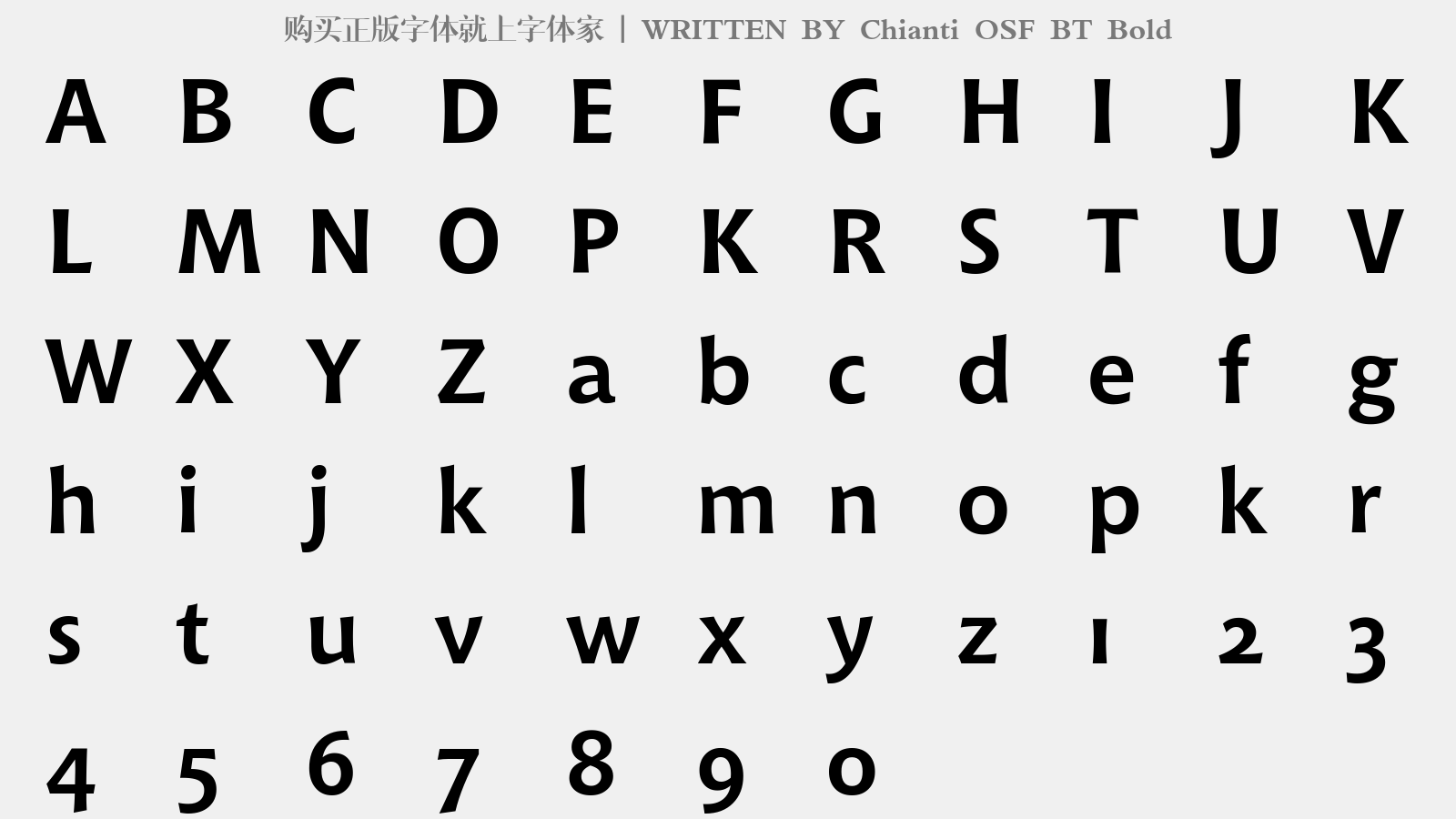 Chianti OSF BT Bold - 大写字母/小写字母/数字