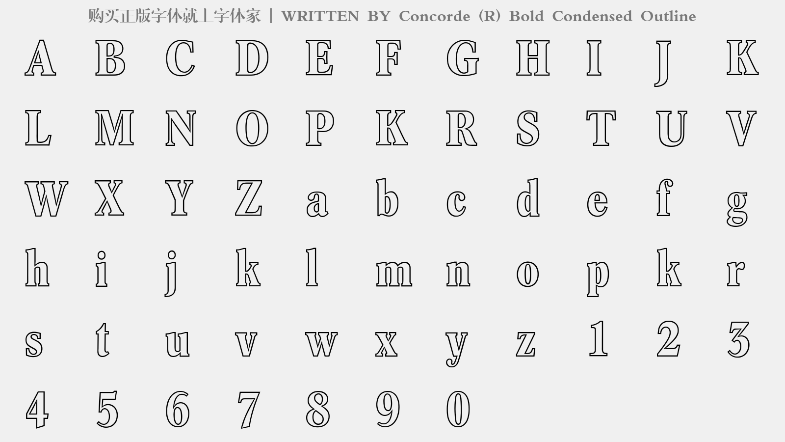 concorde (r) bold condensed outline - 大写字母/小写字母/数字