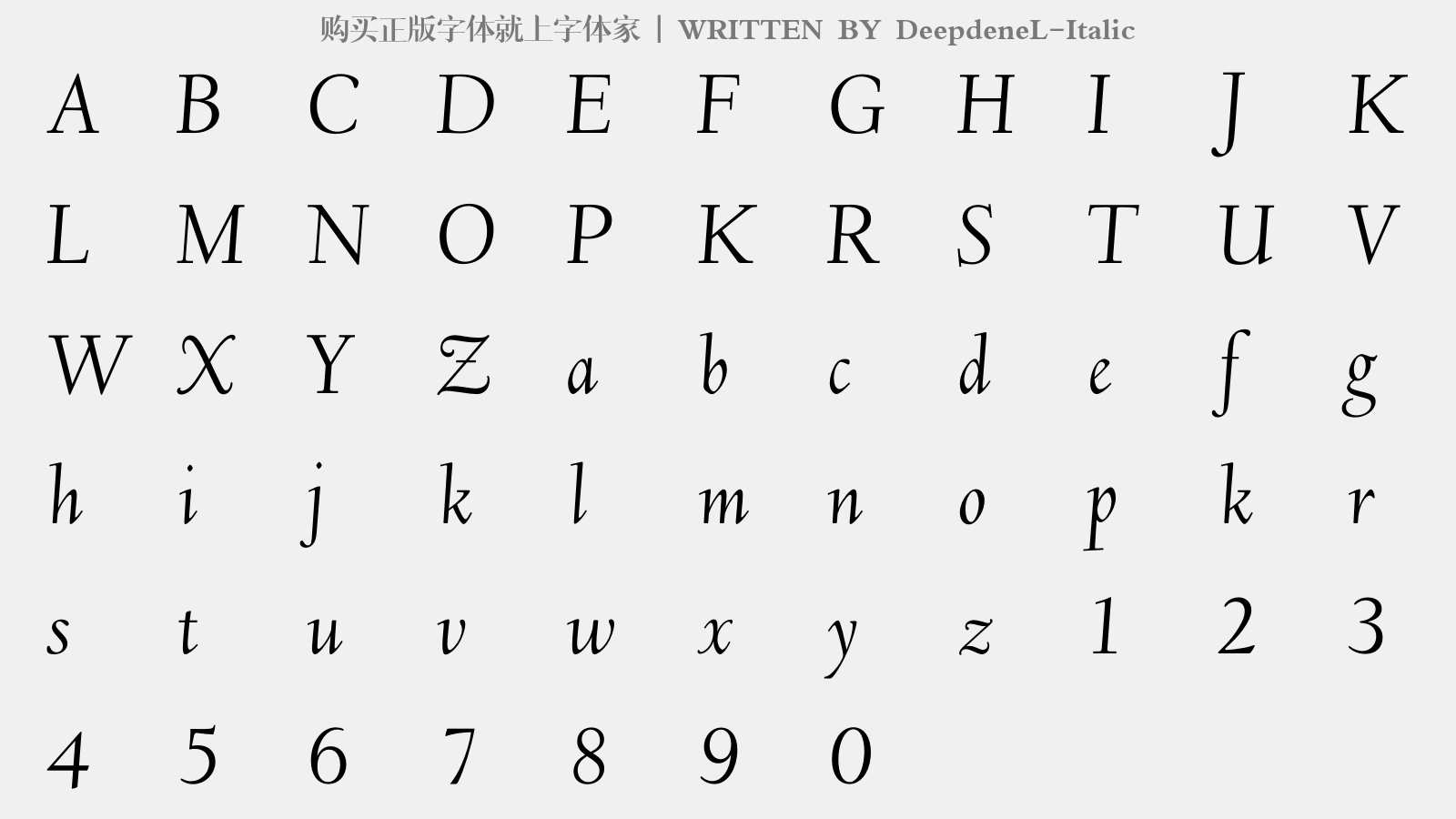 DeepdeneL-Italic - 大写字母/小写字母/数字