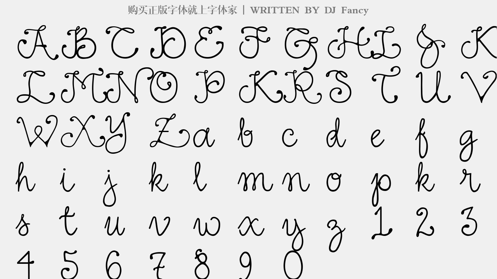 字体预览 大写字母/小写字母/数字 预览