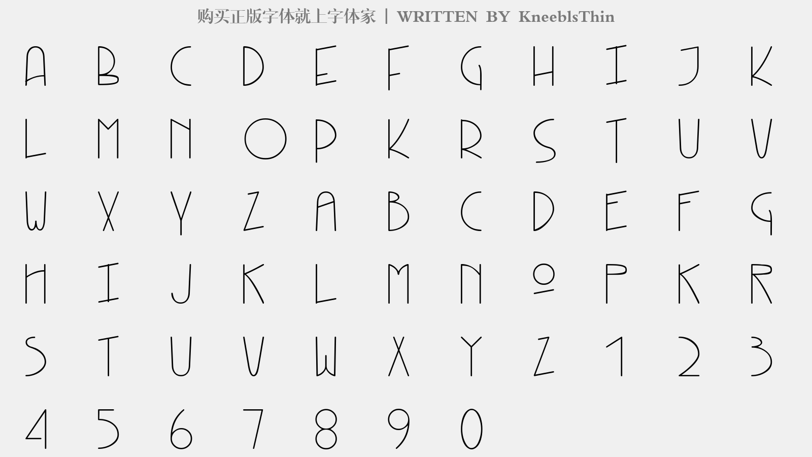 KneeblsThin - 大写字母/小写字母/数字