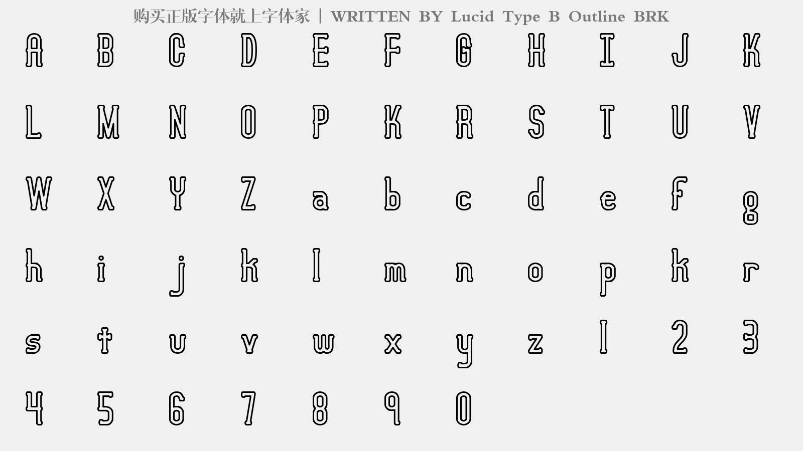 Lucid Type B Outline BRK - 大写字母/小写字母/数字