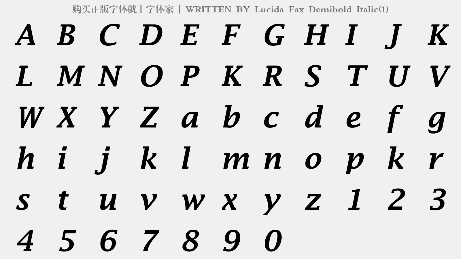 Lucida Fax Demibold Italic(1) - 大写字母/小写字母/数字