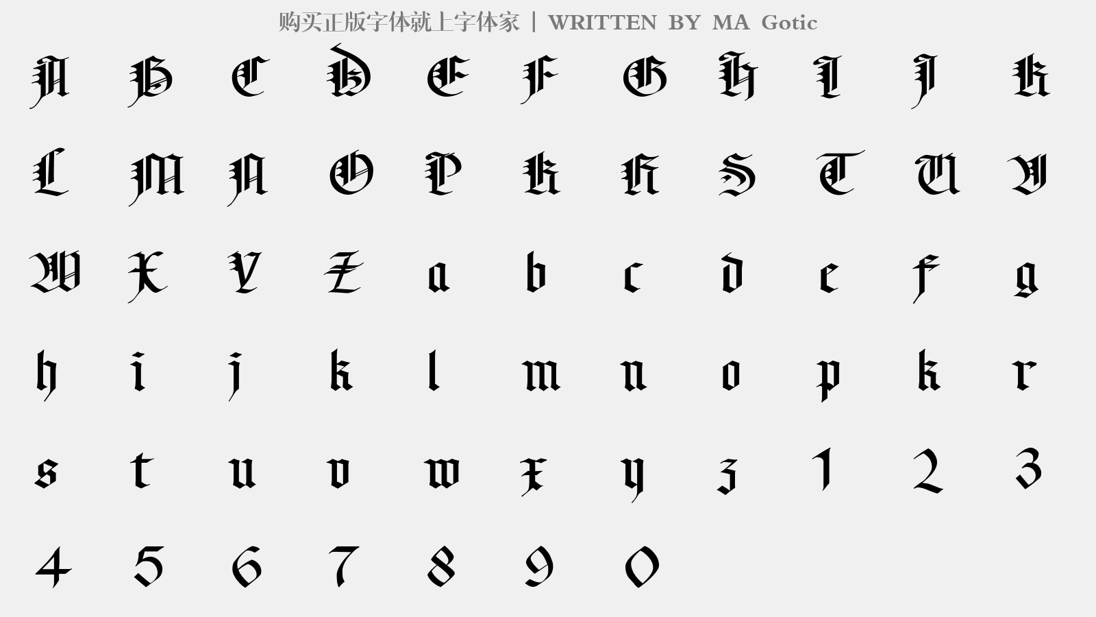 MA Gotic - 大写字母/小写字母/数字