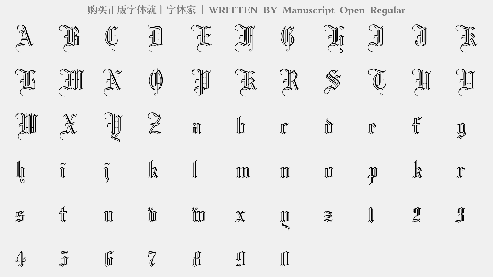 Manuscript Open Regular - 大写字母/小写字母/数字