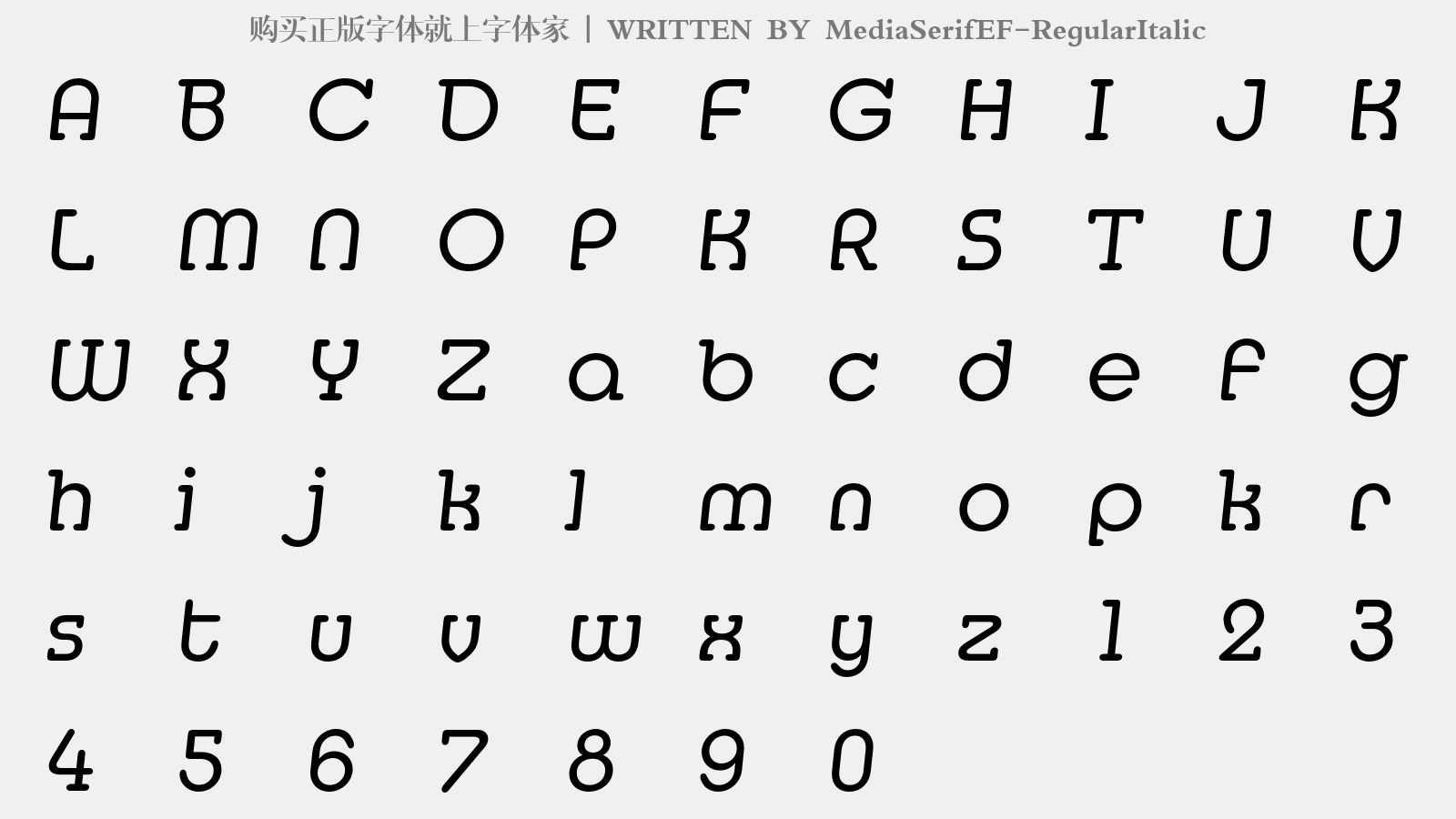 MediaSerifEF-RegularItalic - 大写字母/小写字母/数字