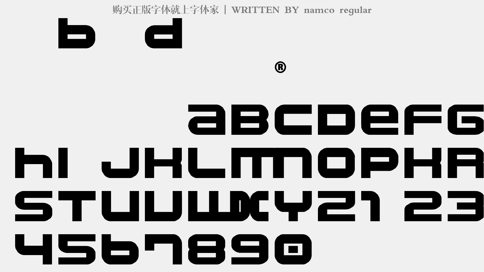 namco regular - 大寫字母/小寫字母/數字