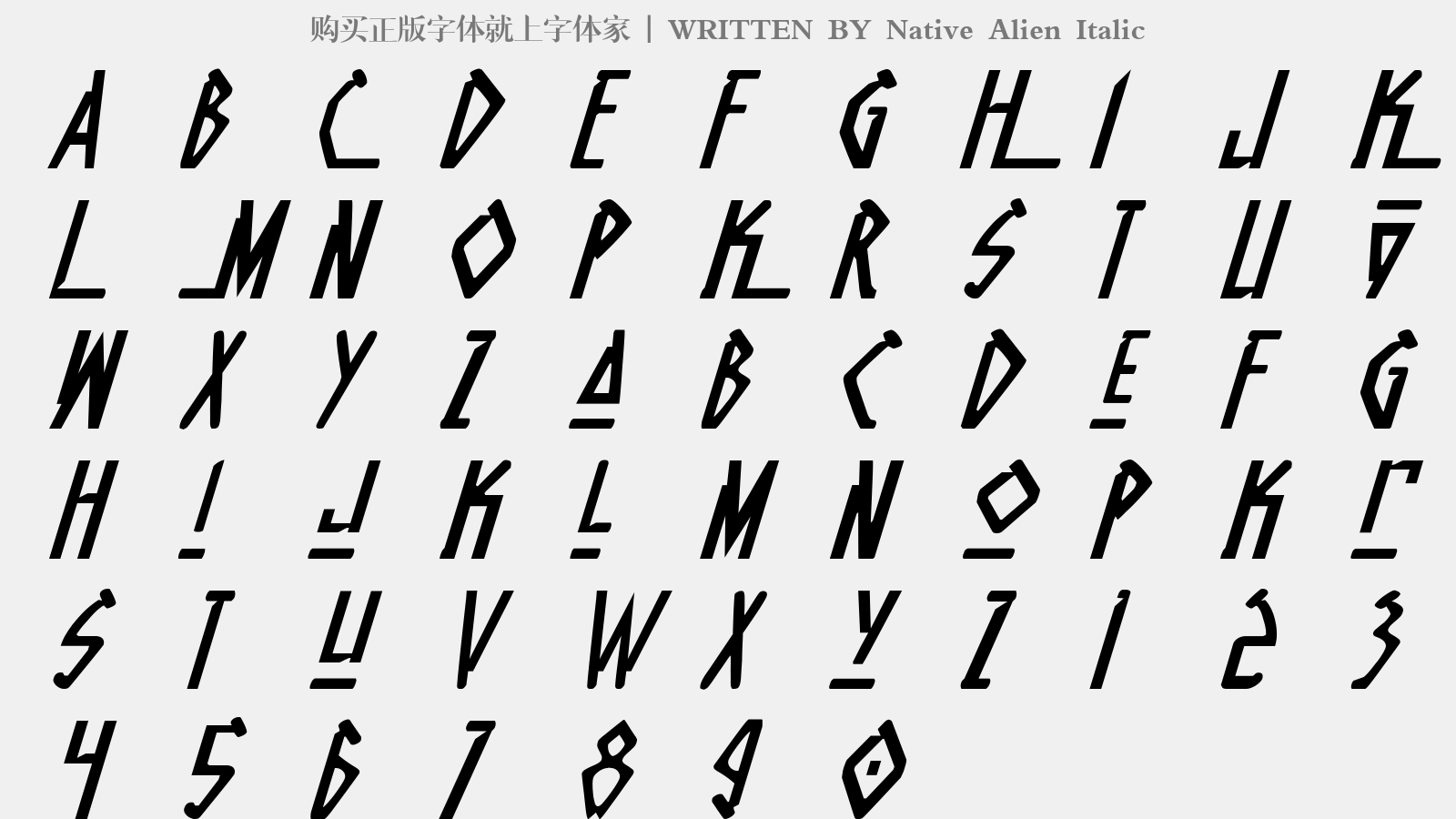 Native Alien Italic - 大写字母/小写字母/数字