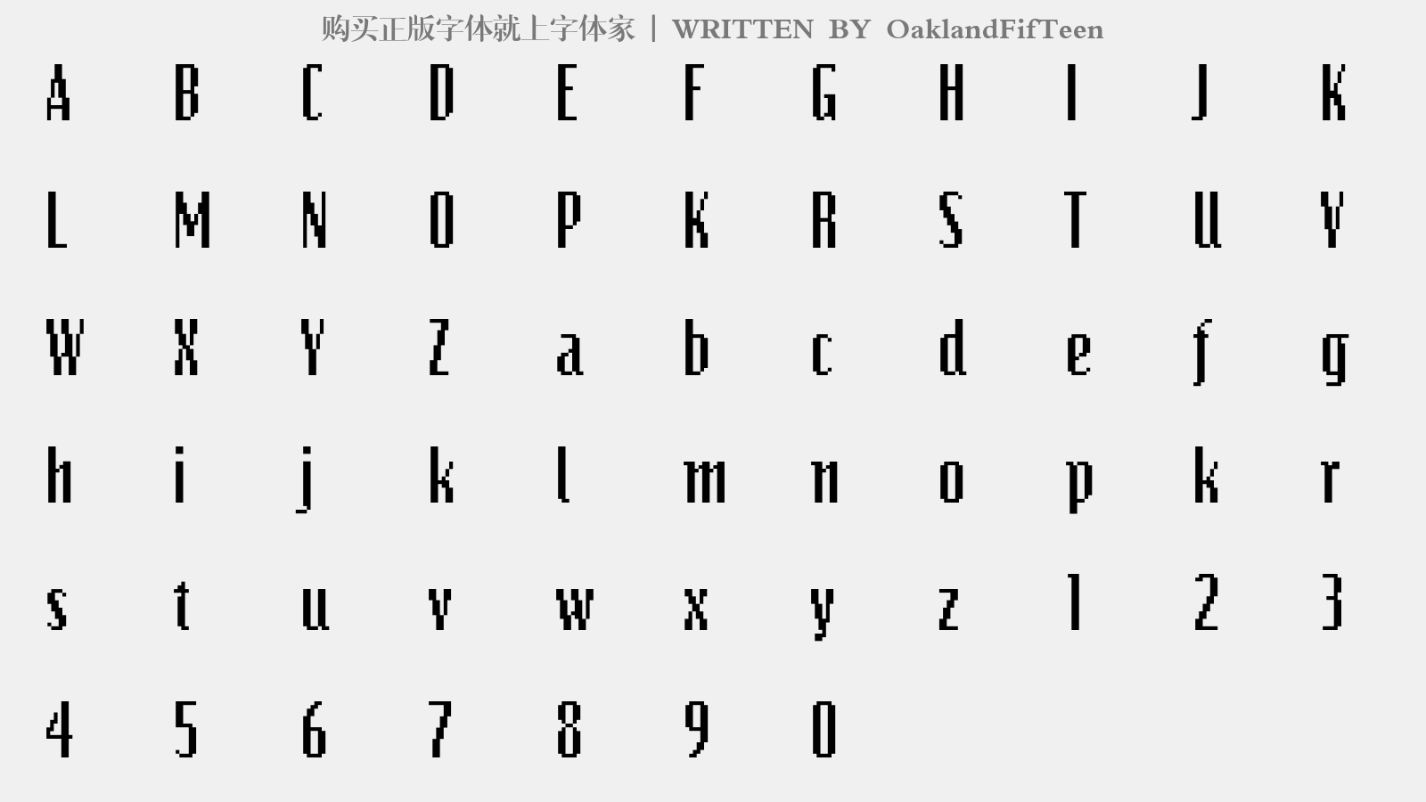 OaklandFifTeen - 大写字母/小写字母/数字
