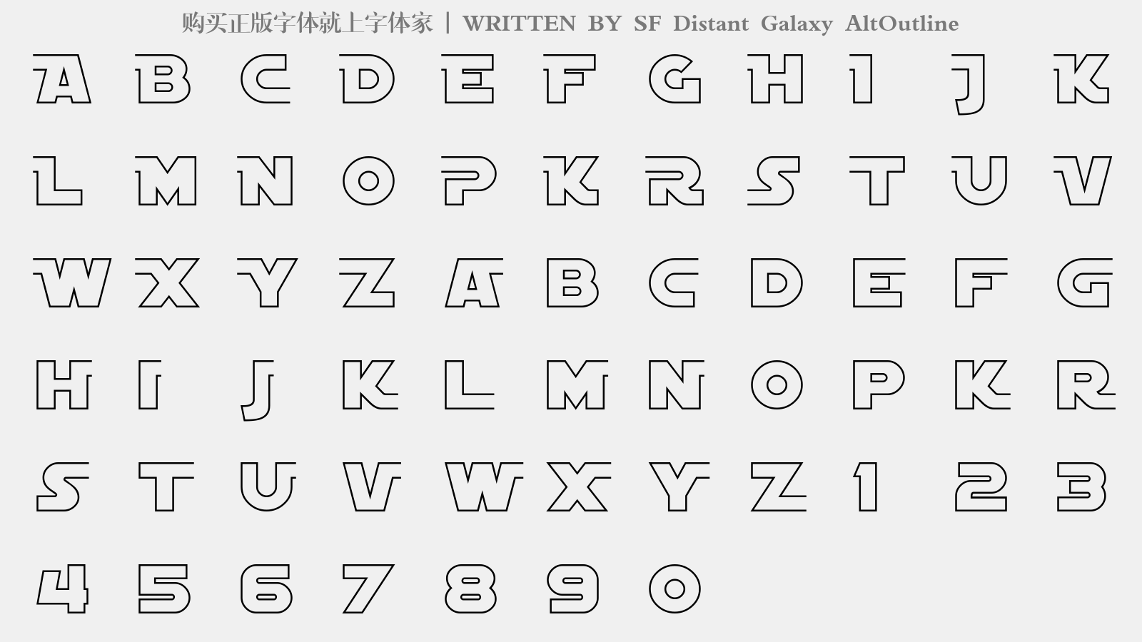 sf distant galaxy altoutline - 大写字母/小写字母/数字