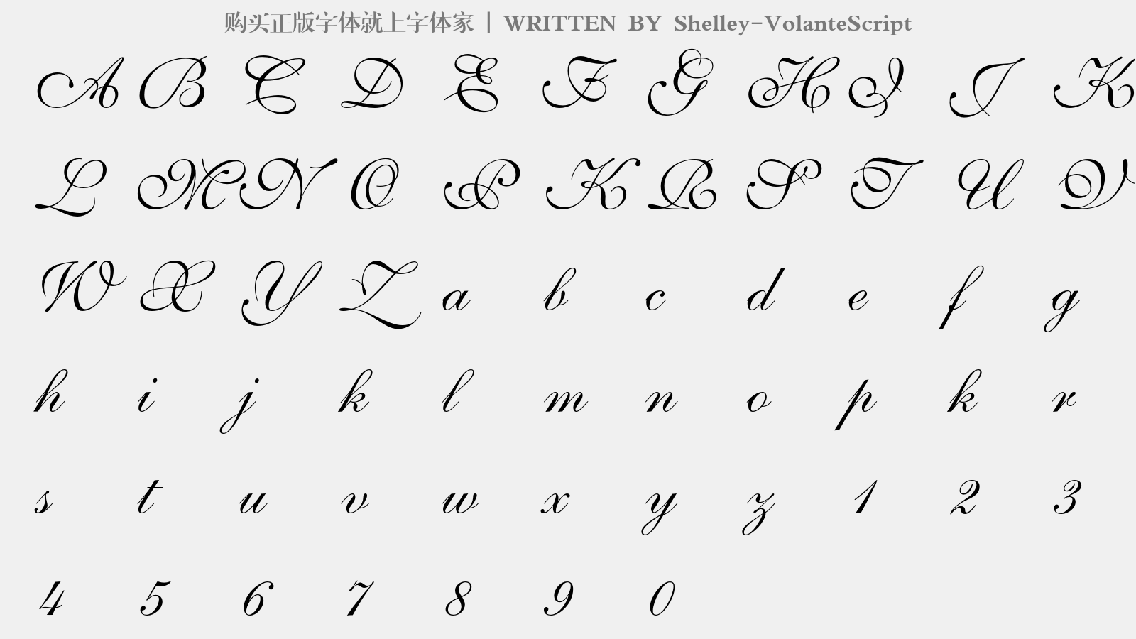 Shelley-VolanteScript - 大写字母/小写字母/数字