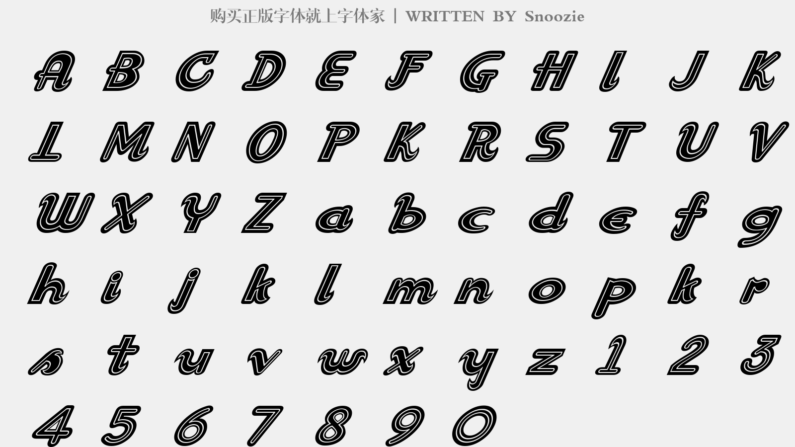 字体预览 大写字母/小写字母/数字 预览 abc