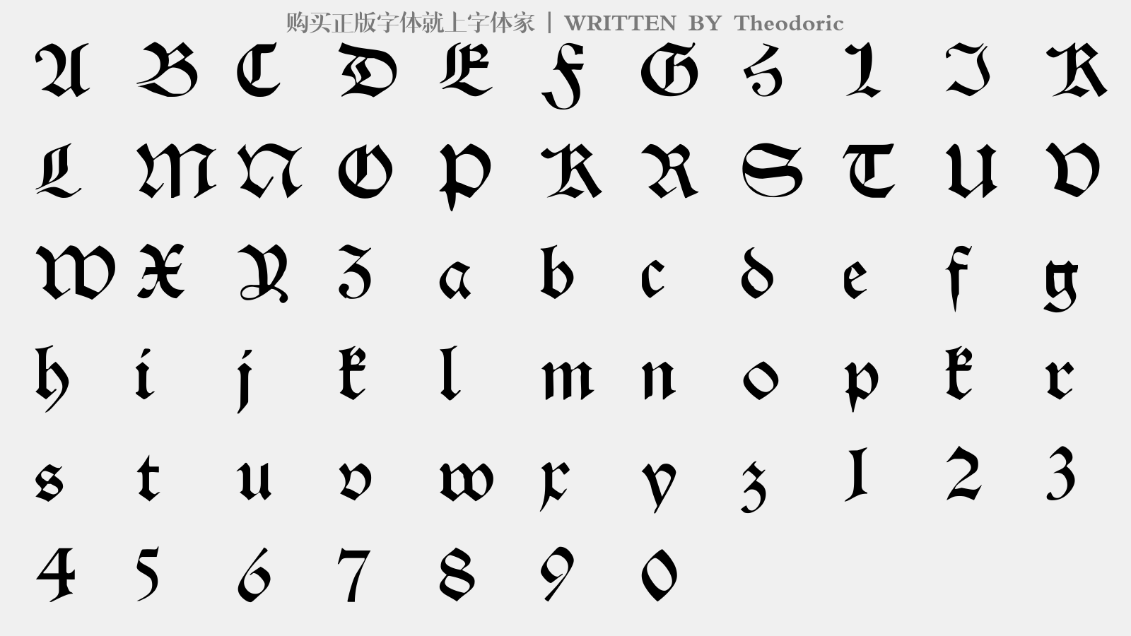 Theodoric - 大写字母/小写字母/数字
