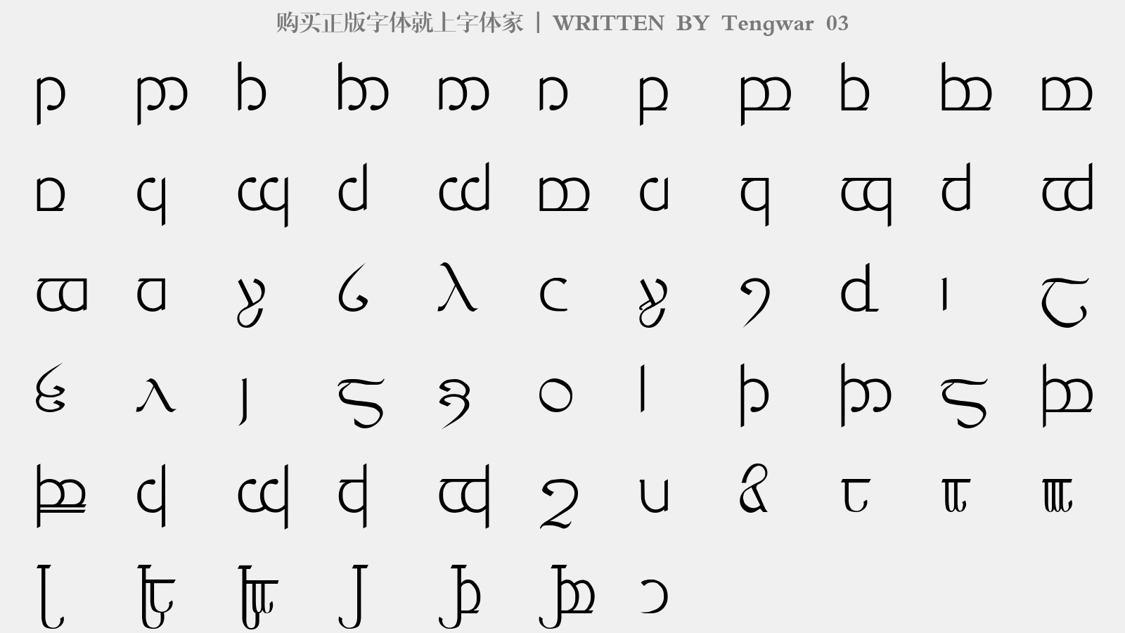 Tengwar 03 - 大写字母/小写字母/数字