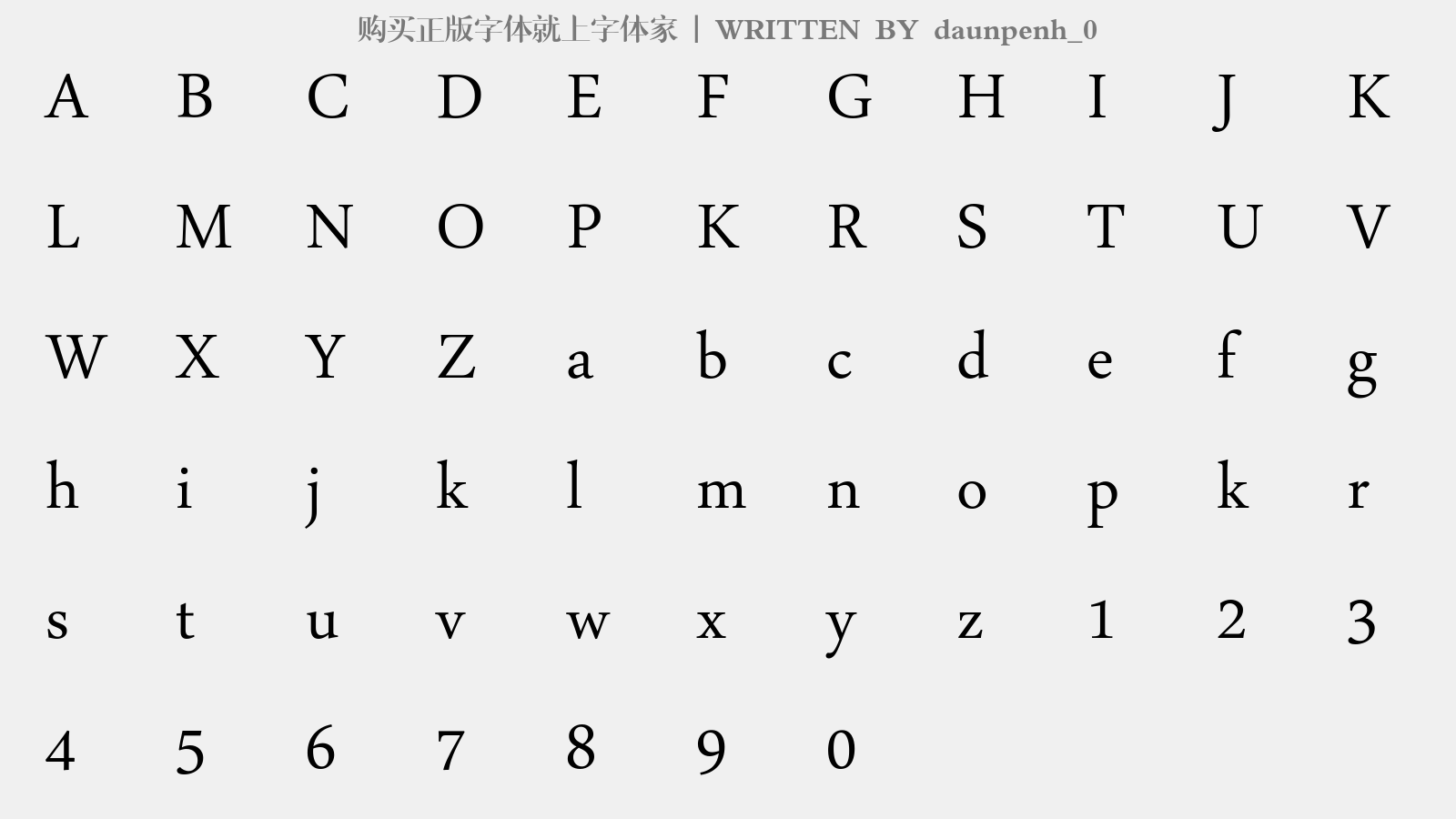 daunpenh_0 - 大写字母/小写字母/数字