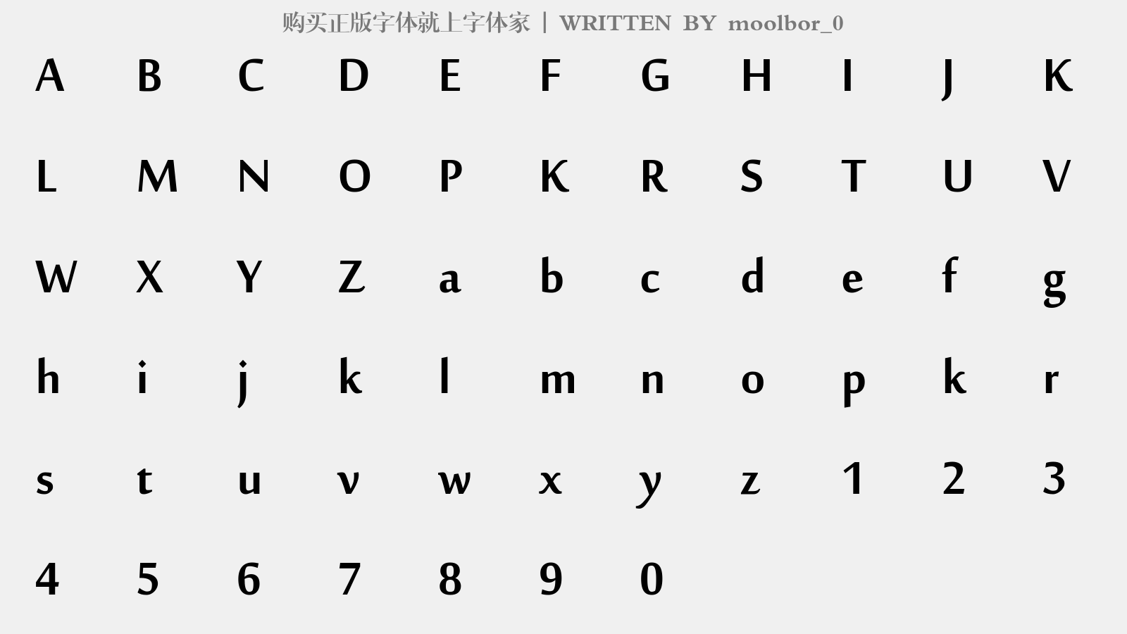 moolbor_0 - 大写字母/小写字母/数字