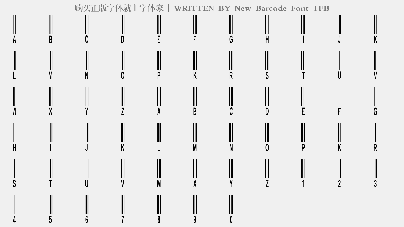 New Barcode Font TFB - 大写字母/小写字母/数字