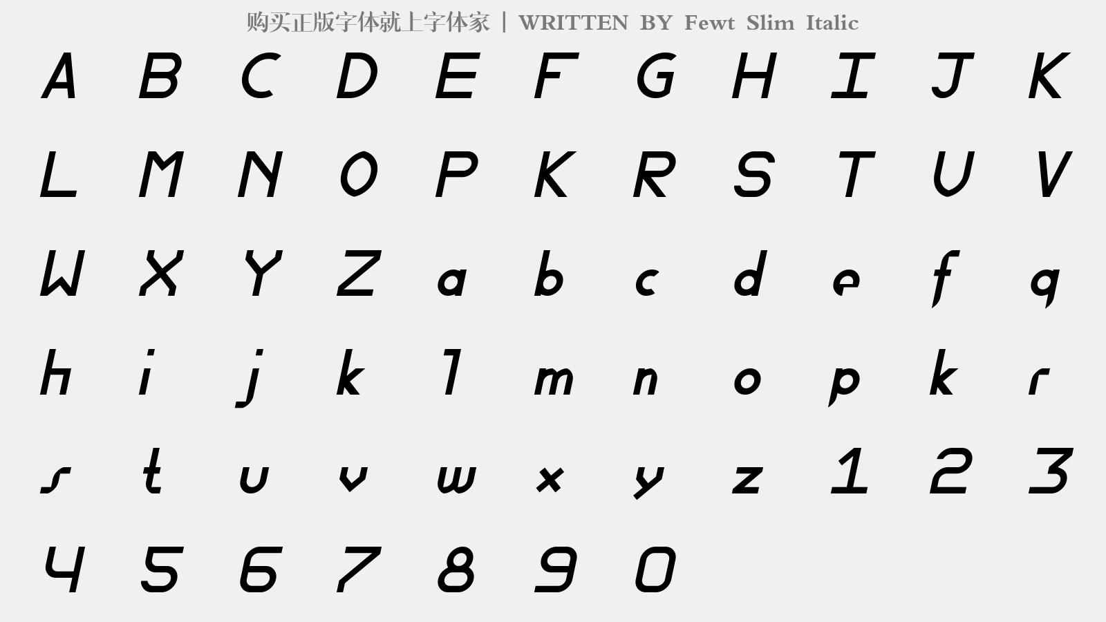 Fewt Slim Italic - 大写字母/小写字母/数字