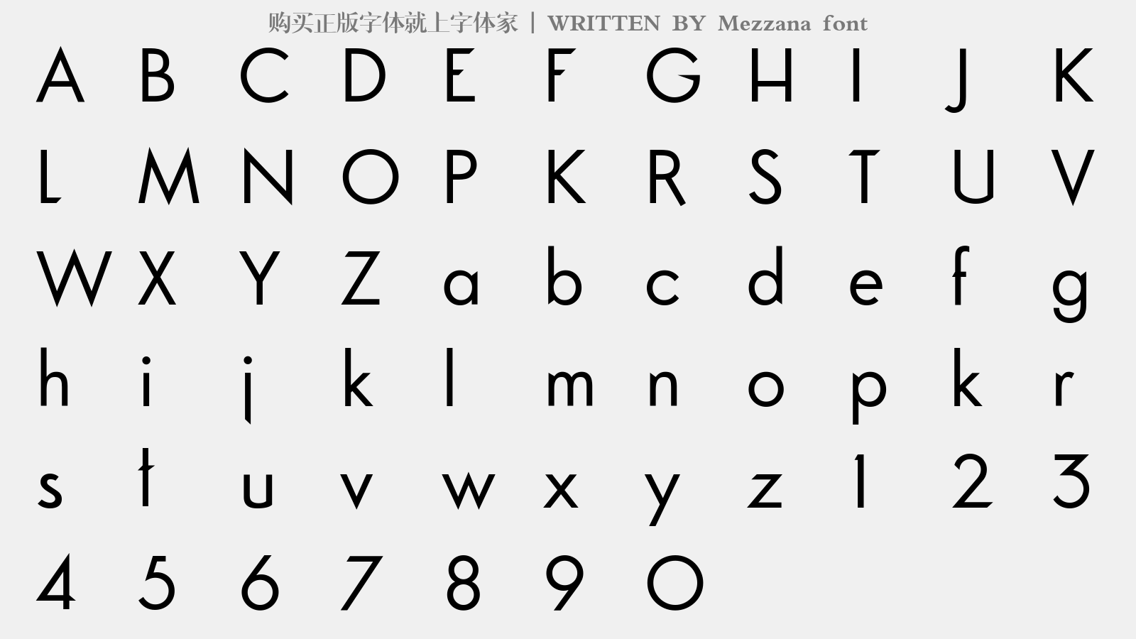 Mezzana font - 大写字母/小写字母/数字