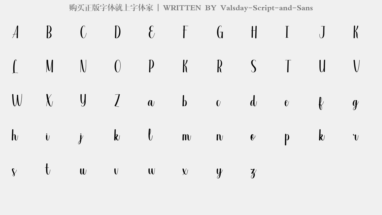Valsday-Script-and-Sans - 大写字母/小写字母/数字