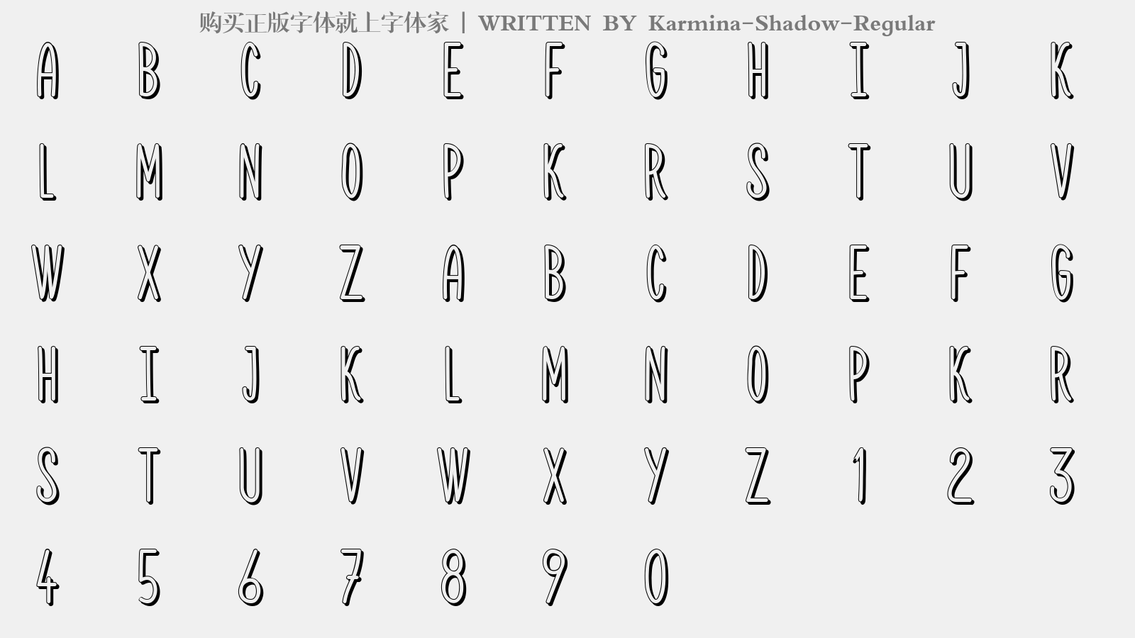 Karmina-Shadow-Regular - 大写字母/小写字母/数字