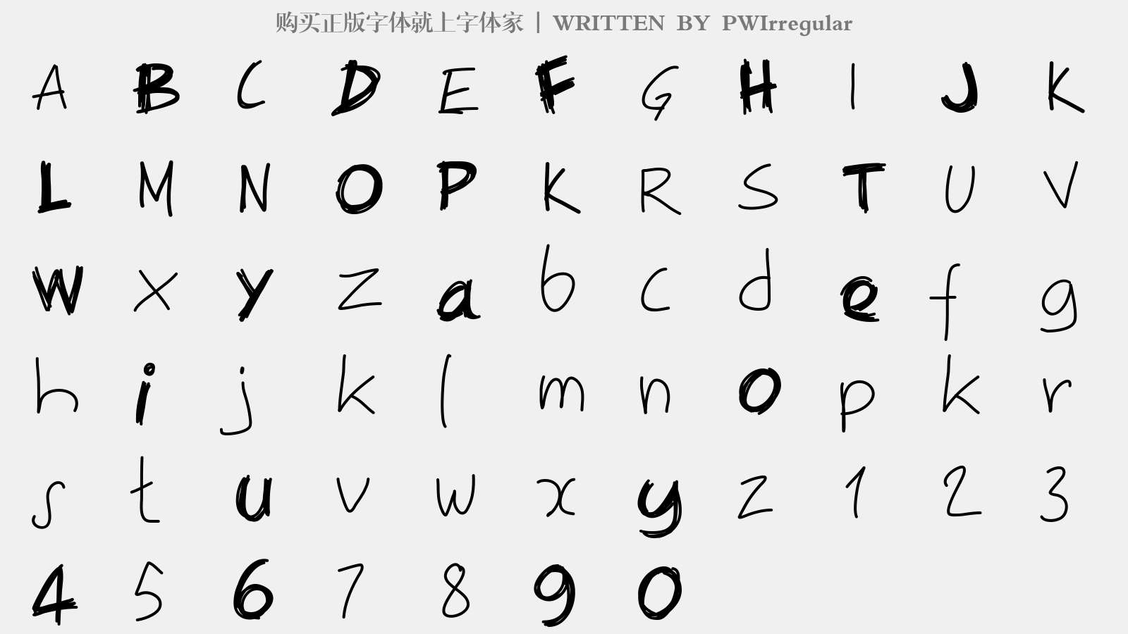PWIrregular - 大写字母/小写字母/数字