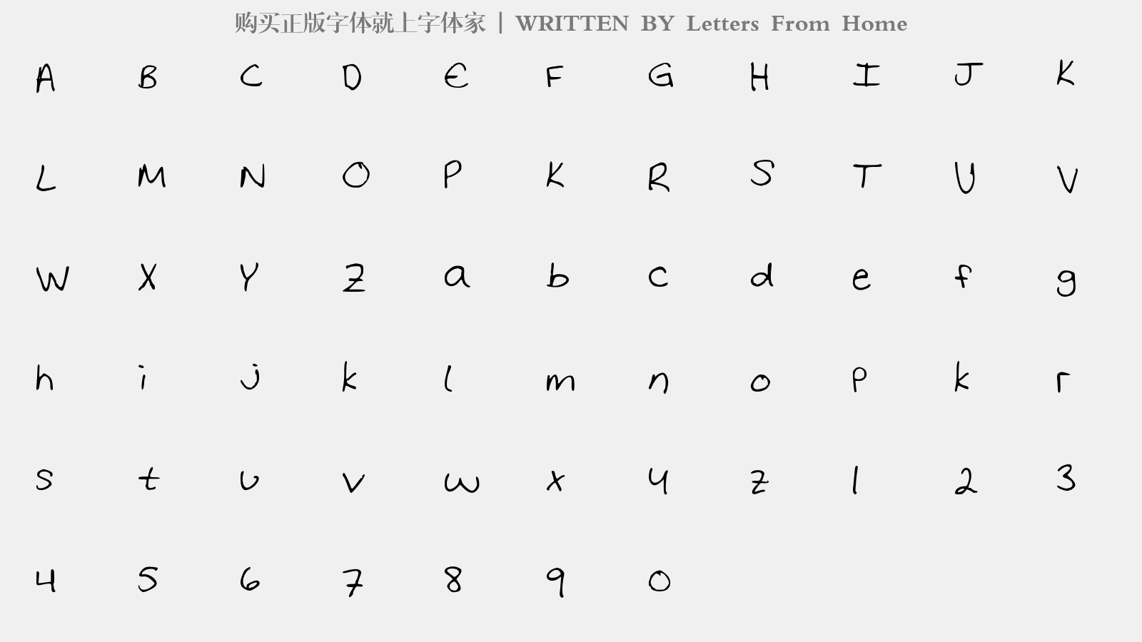 Letters From Home - 大写字母/小写字母/数字