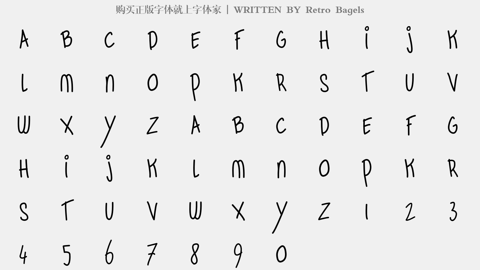 Retro Bagels - 大写字母/小写字母/数字