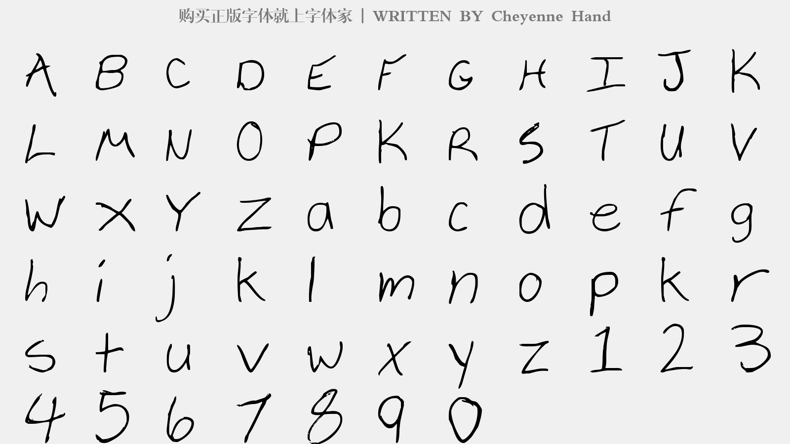 Cheyenne Hand - 大写字母/小写字母/数字