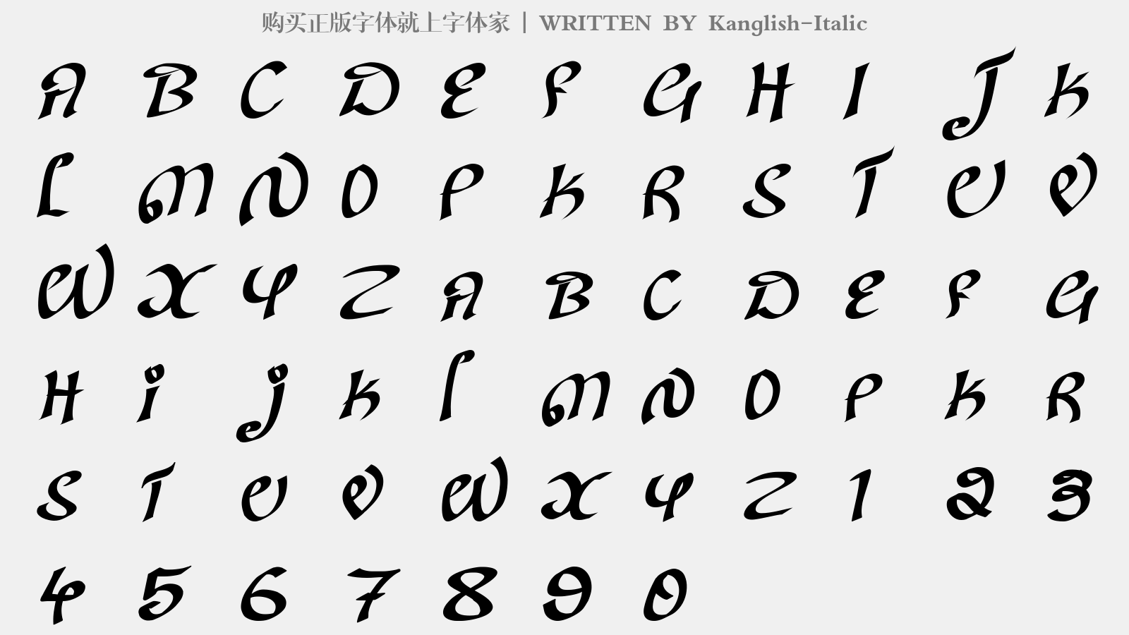 Kanglish-Italic - 大写字母/小写字母/数字