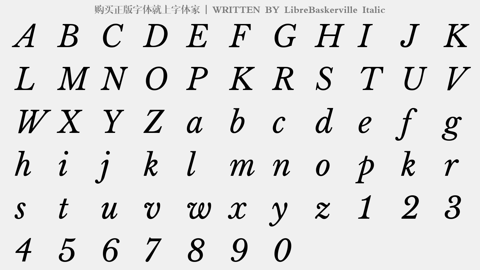 LibreBaskerville Italic - 大写字母/小写字母/数字