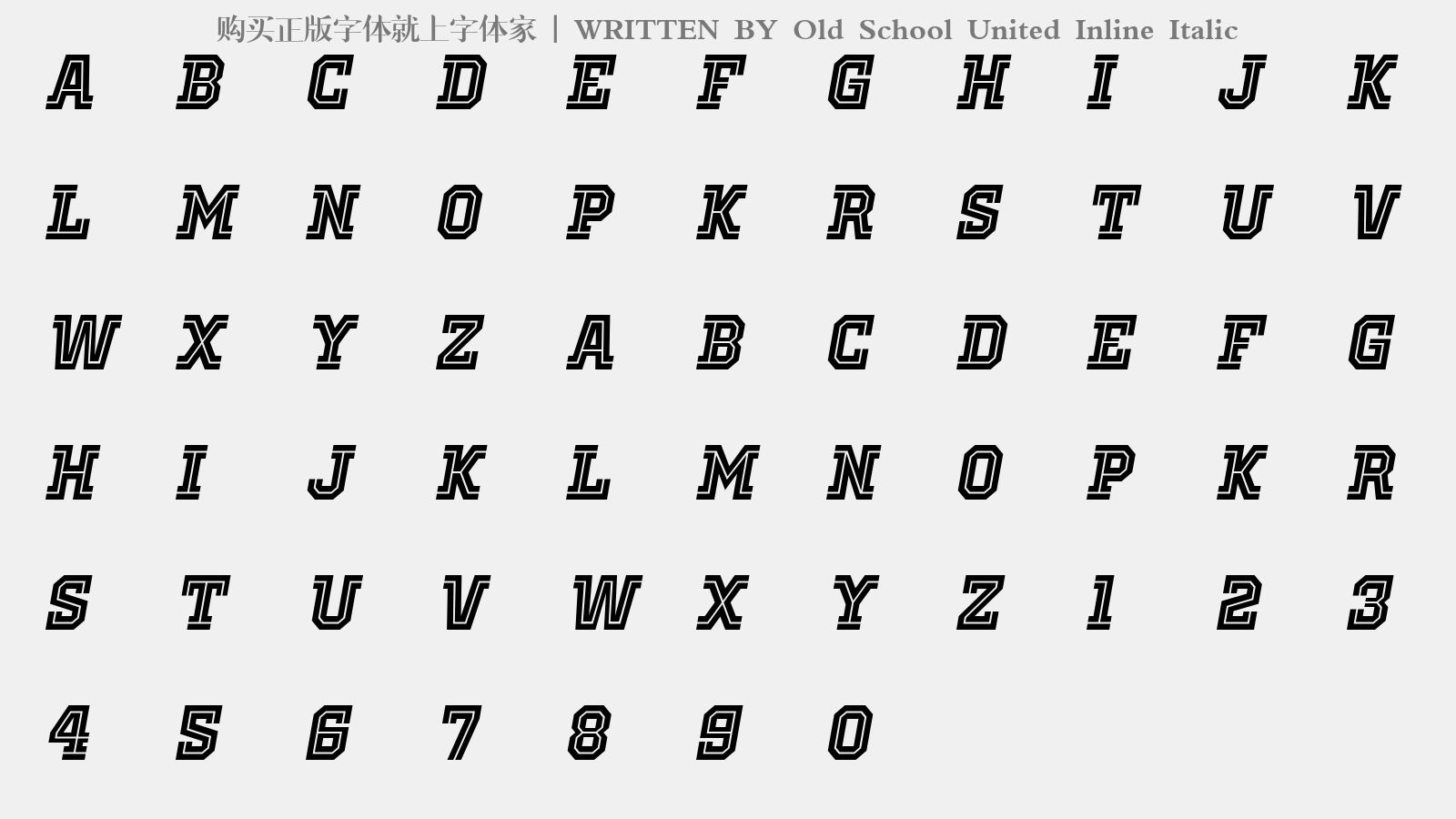 Old School United Inline Italic - 大写字母/小写字母/数字